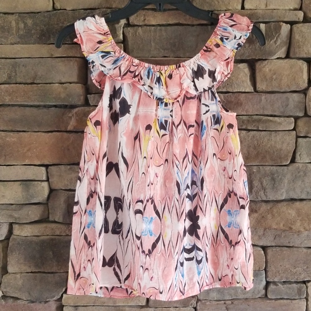 J. Crew Ruffle Printed Off the Shoulder Si…